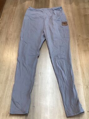 Light Gray Women's High-Waist Leggings with Pocket Patch